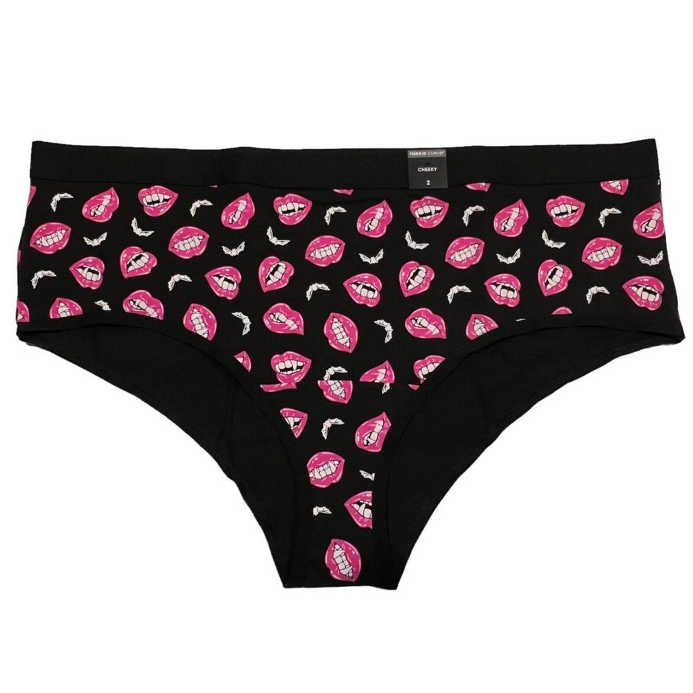 NWT TORRID Cheeky Pantie Sz 2X Halloween Vampire Mouth Black - Picture 1 of 4
